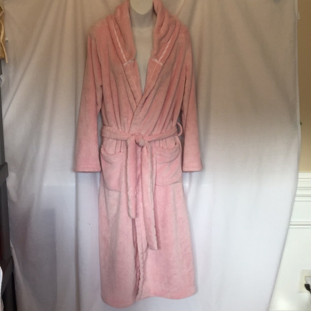 Victoria Secret Plush Hooded Long Robe Sz Med